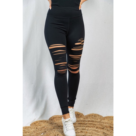 White Birch Black Laser Cut Leggings NWT, Sz M - Picture 1 of 6